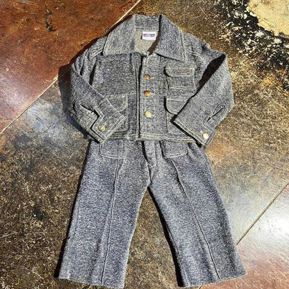 Kids 2T 60s/70s vintage denim blue boys suit