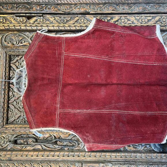 1970s maroon genuine leather suede vest PreOwned XL