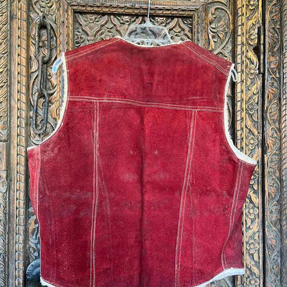 1970s maroon genuine leather suede vest PreOwned XL