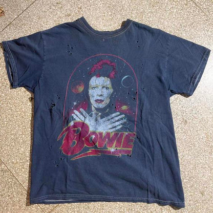 Bowie distressed preowned Medium Band T-shirt