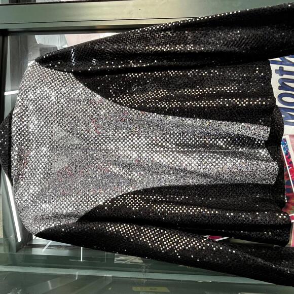 Black/silver sequin pantsuit with velcro middle