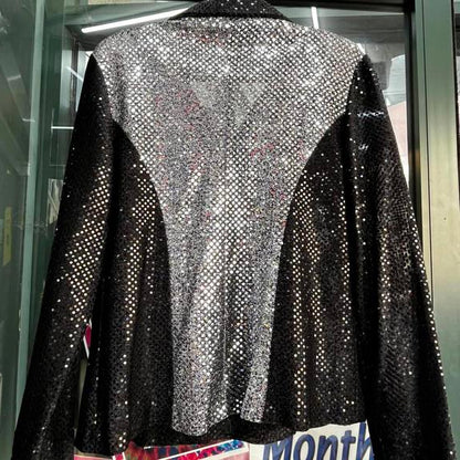 Black/silver sequin pantsuit with velcro middle