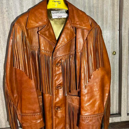 Brown Leather Rancher jacket size 44