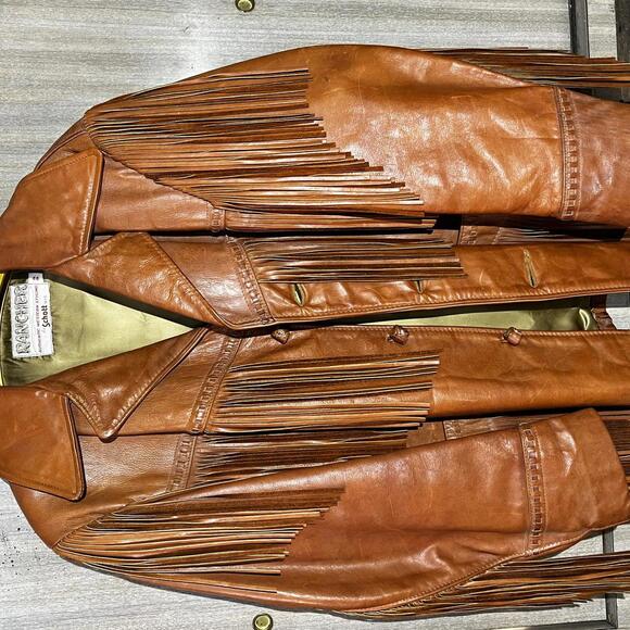 Brown Leather Rancher jacket size 44