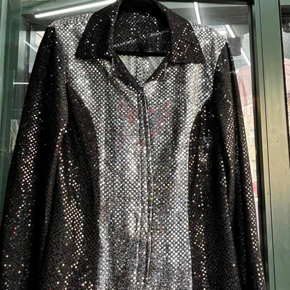 Black/silver sequin pantsuit with velcro middle