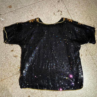 Black and gold medium sequin silk shirt