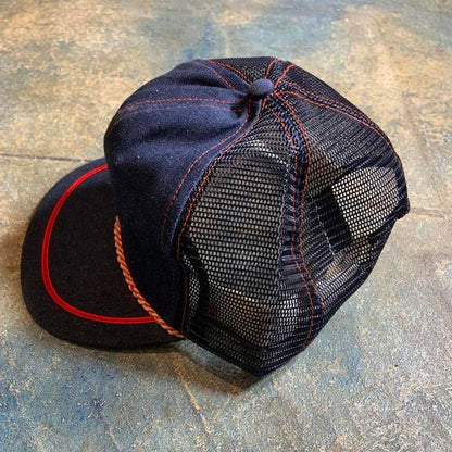 Vintage denim hat with red detail