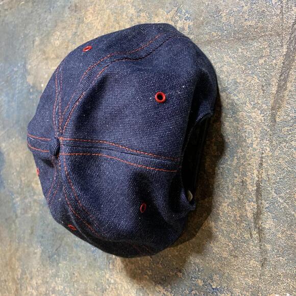Vintage denim hat with red detail