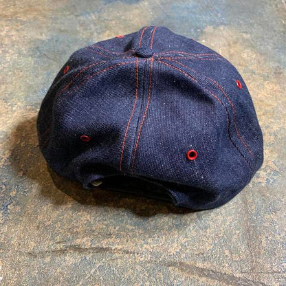 Vintage denim hat with red detail