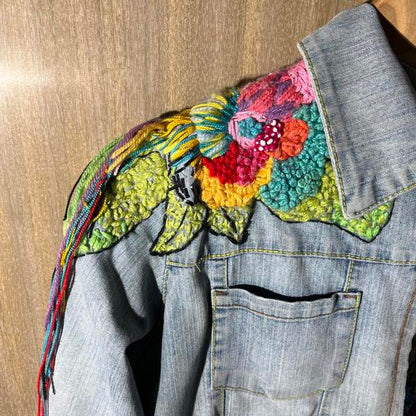 Vintage beaded and Embroidered Jean jacket