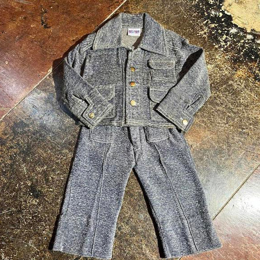 Kids 2T 60s/70s vintage denim blue boys suit