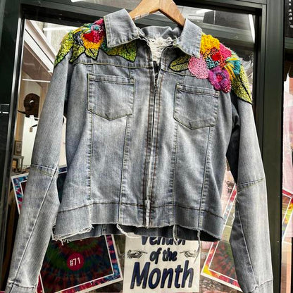 Vintage beaded and Embroidered Jean jacket