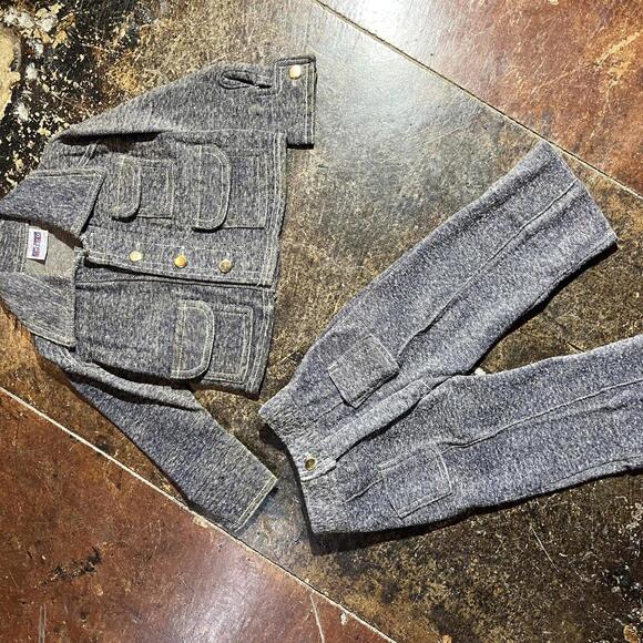 Kids 2T 60s/70s vintage denim blue boys suit