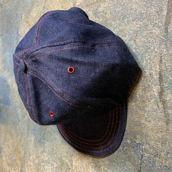 Vintage denim hat with red detail
