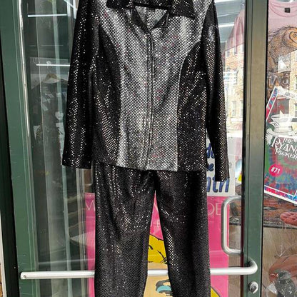 Black/silver sequin pantsuit with velcro middle