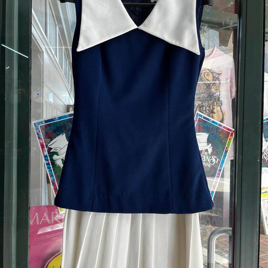 Vintage Mr. Mench Collared Navy preowned dress